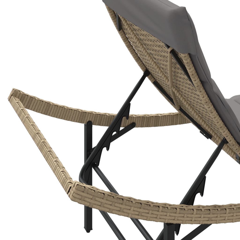 liggestol med hynde 55x199x50 cm polyrattan beige