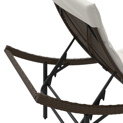 liggestole 2 stk. med bord polyrattan brun