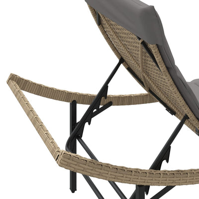 liggestole 2 stk. med bord polyrattan beige