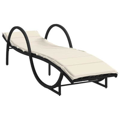 liggestol med hynde 60x199x42 cm polyrattan sort