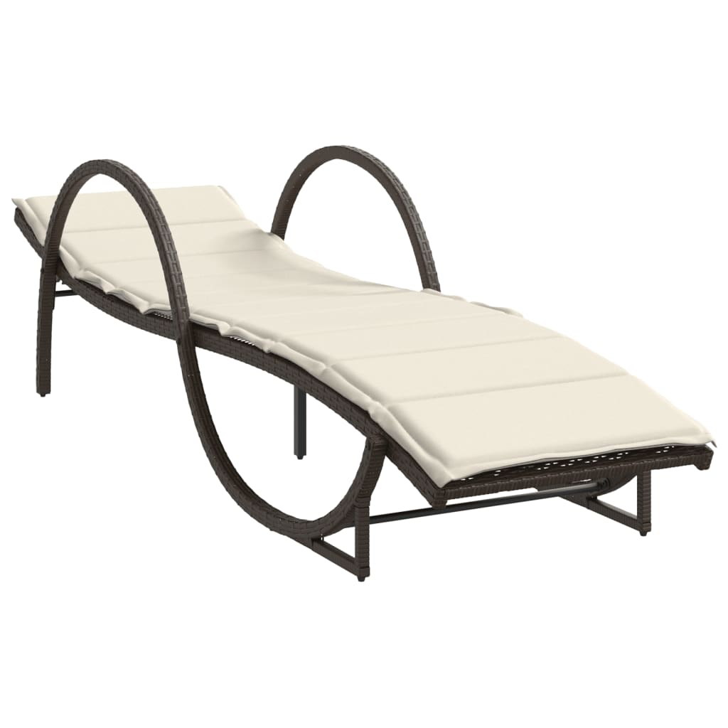 liggestol med hynde 60x199x42 cm polyrattan brun