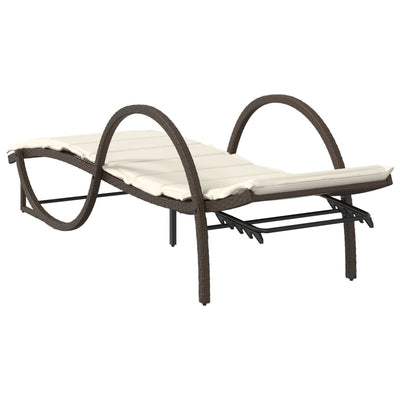 liggestol med hynde 60x199x42 cm polyrattan brun