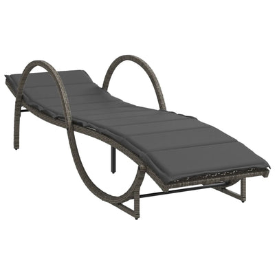 liggestol med hynde 60x199x42 cm polyrattan grå