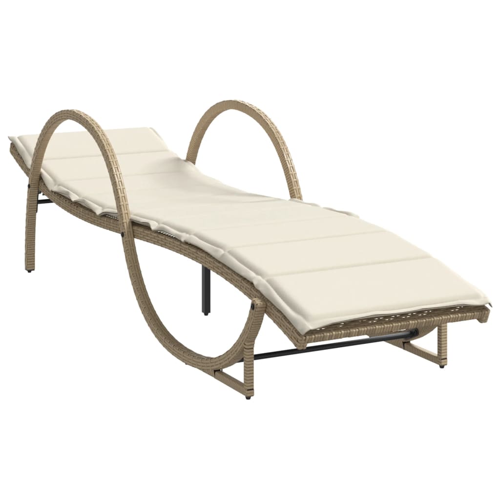 liggestol med hynde 60x199x42 cm polyrattan beige