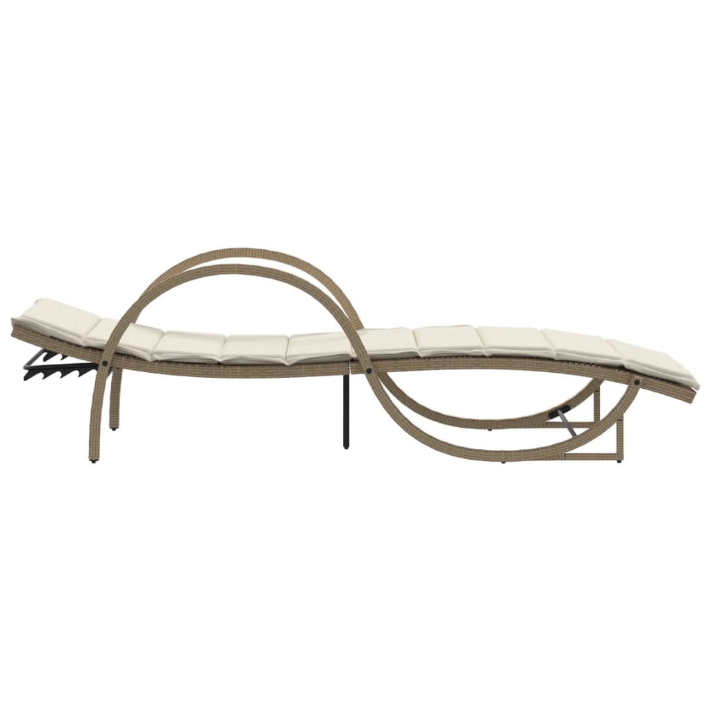 liggestol med hynde 60x199x42 cm polyrattan beige