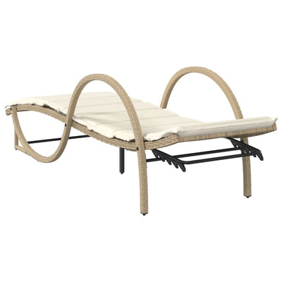 liggestol med hynde 60x199x42 cm polyrattan beige