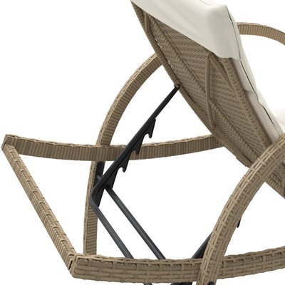 liggestol med hynde 60x199x42 cm polyrattan beige