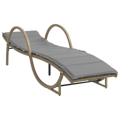 liggestol med hynde 60x199x42 cm polyrattan beige