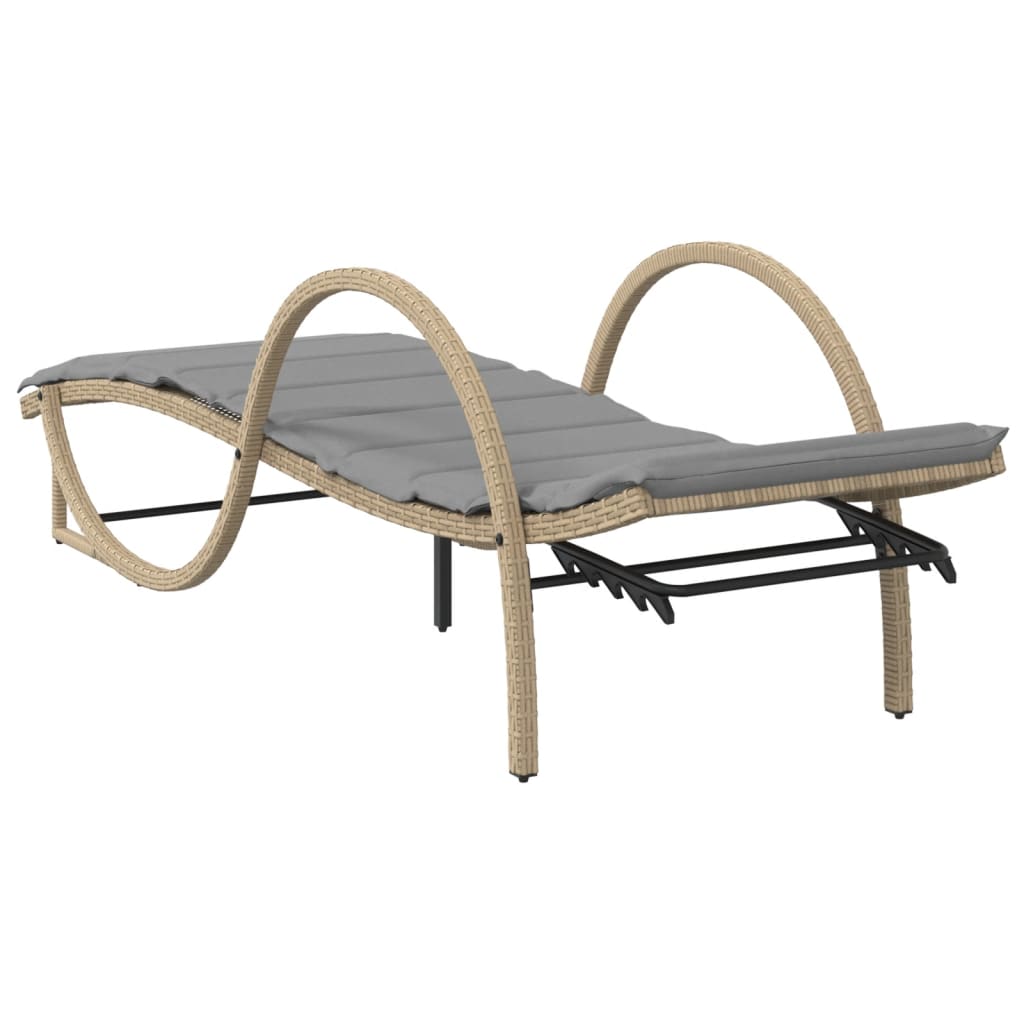 liggestol med hynde 60x199x42 cm polyrattan beige