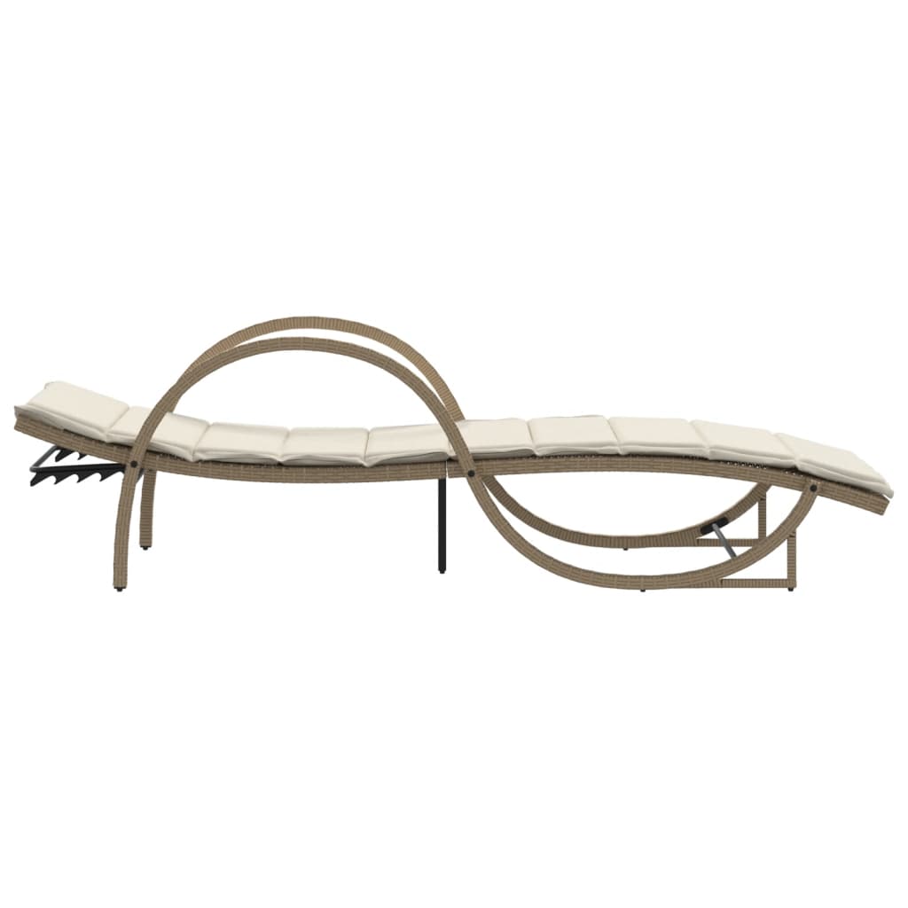 liggestole 2 stk. med bord polyrattan beige