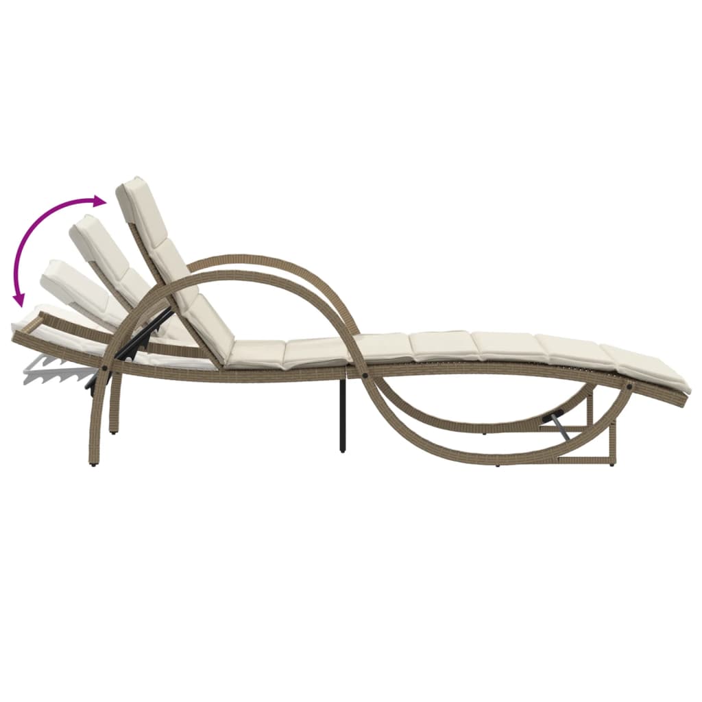 liggestole 2 stk. med bord polyrattan beige