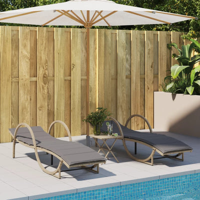 liggestole 2 stk. med bord polyrattan beige