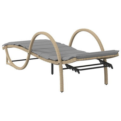 liggestole 2 stk. med bord polyrattan beige