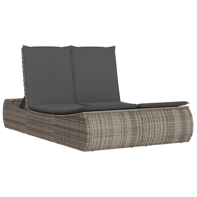 loungesofa med hynder polyrattan grå