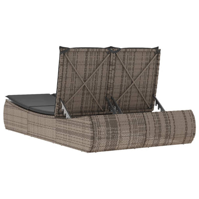 loungesofa med hynder polyrattan grå