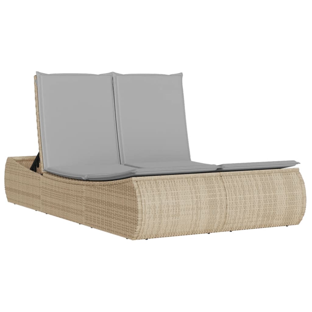 solseng med hynder polyrattan beige