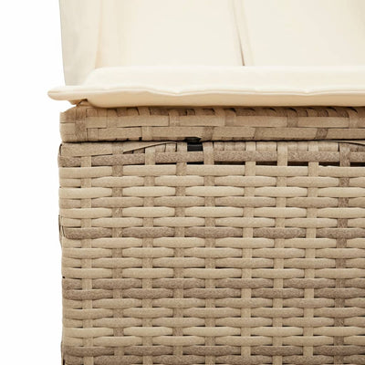 solseng med tag og gardiner polyrattan beige