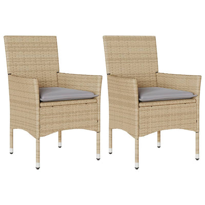 havestole med hynder 2 stk. polyrattan beige