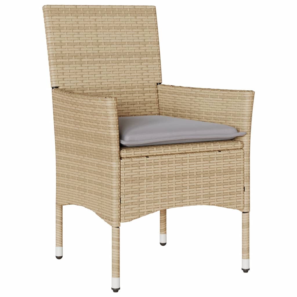 havestole med hynder 2 stk. polyrattan beige