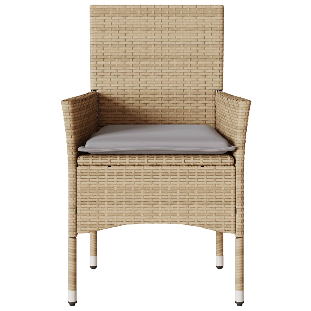 havestole med hynder 2 stk. polyrattan beige