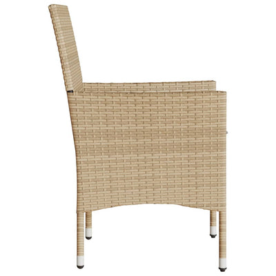 havestole med hynder 2 stk. polyrattan beige