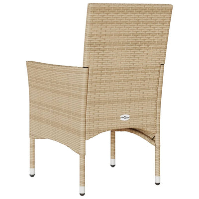 havestole med hynder 2 stk. polyrattan beige