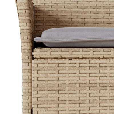 havestole med hynder 2 stk. polyrattan beige