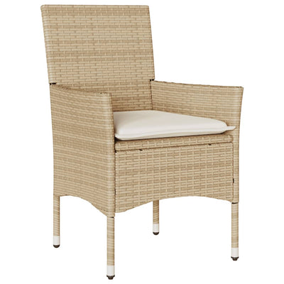 havestole med hynder 2 stk. polyrattan beige