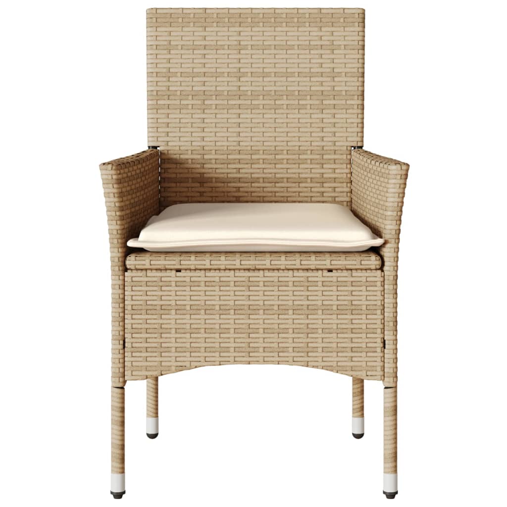 havestole med hynder 2 stk. polyrattan beige