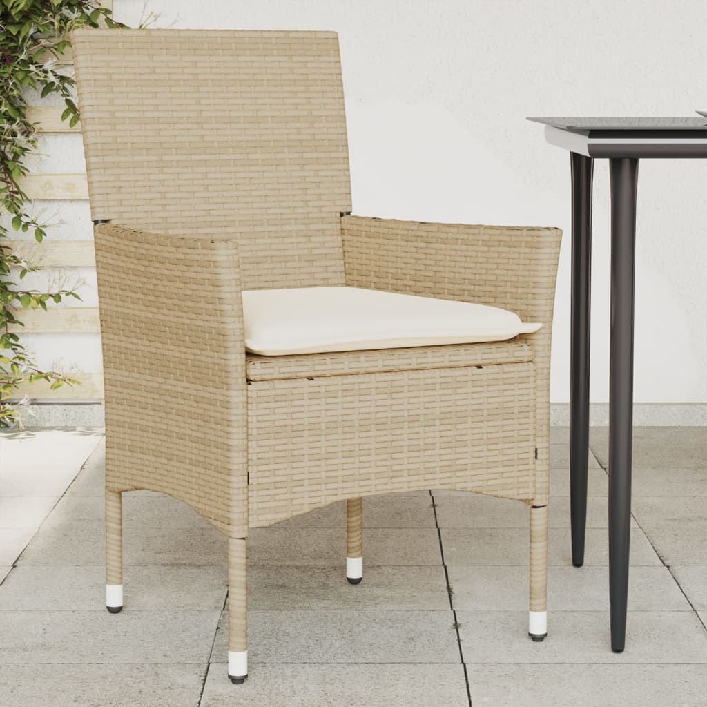 havestole med hynder 2 stk. polyrattan beige