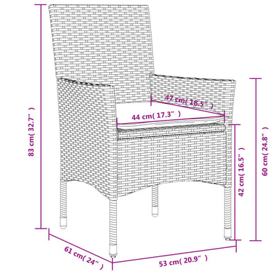 havestole med hynder 2 stk. polyrattan hvid