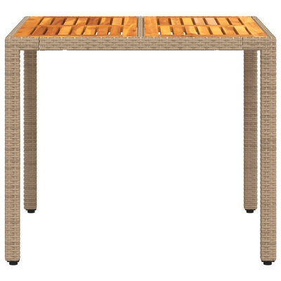 havebord 90x90x75 cm polyrattan og akacietræ beige