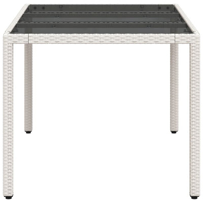 havebord med glastop 150x90x75 cm polyrattan hvid