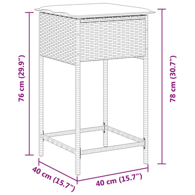 barstole til haven med hynder 2 stk. polyrattan sort