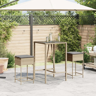 udendørs barstole med hynder 2 stk. polyrattan beige