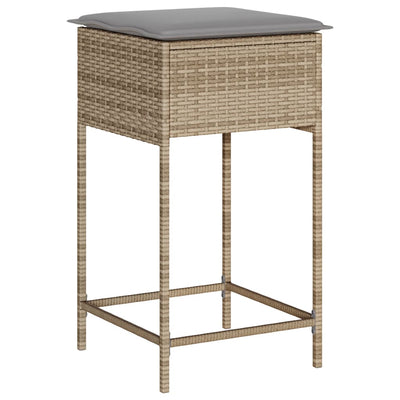 udendørs barstole med hynder 2 stk. polyrattan beige