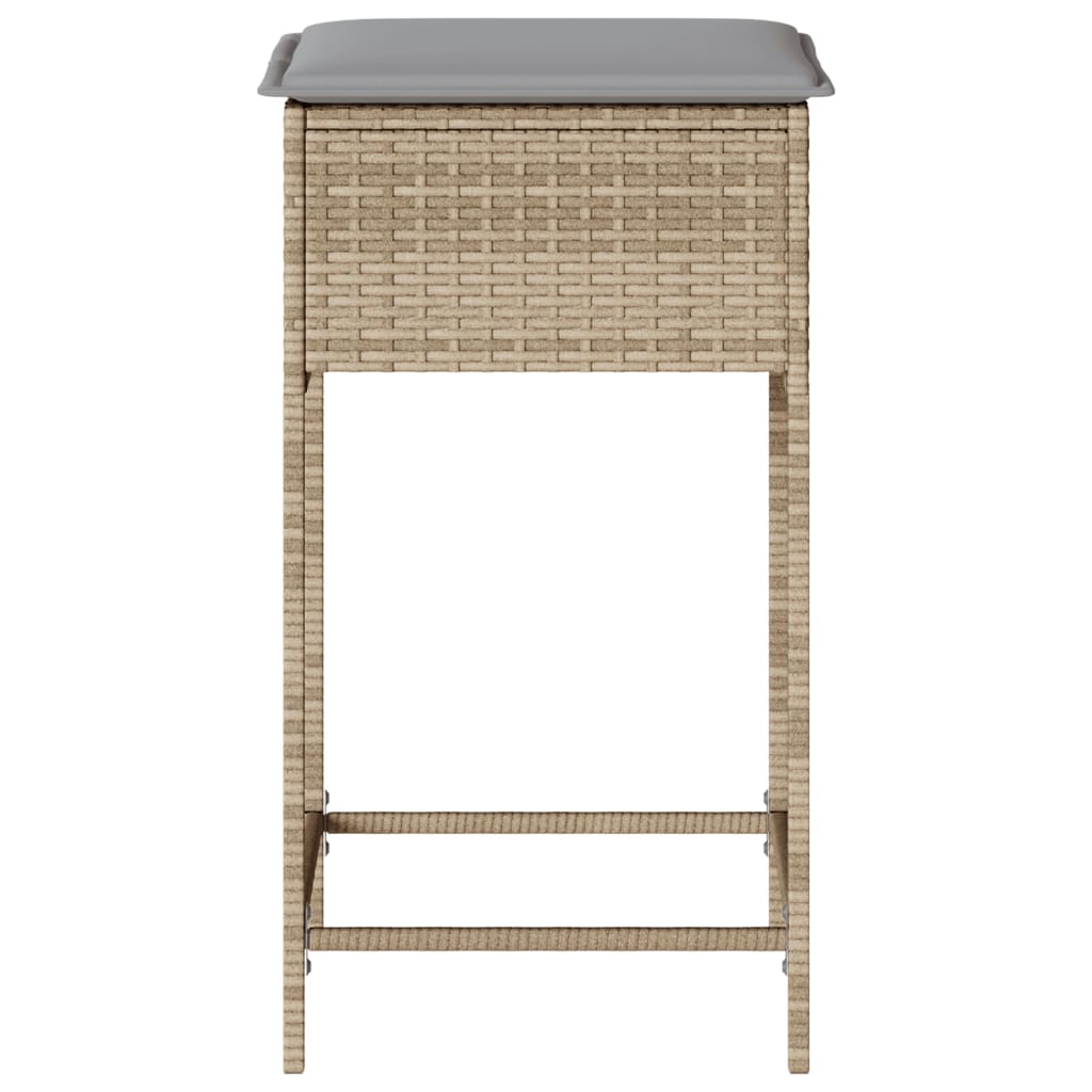 udendørs barstole med hynder 2 stk. polyrattan beige