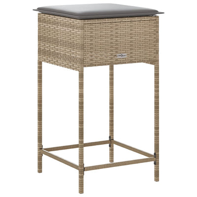 udendørs barstole med hynder 2 stk. polyrattan beige