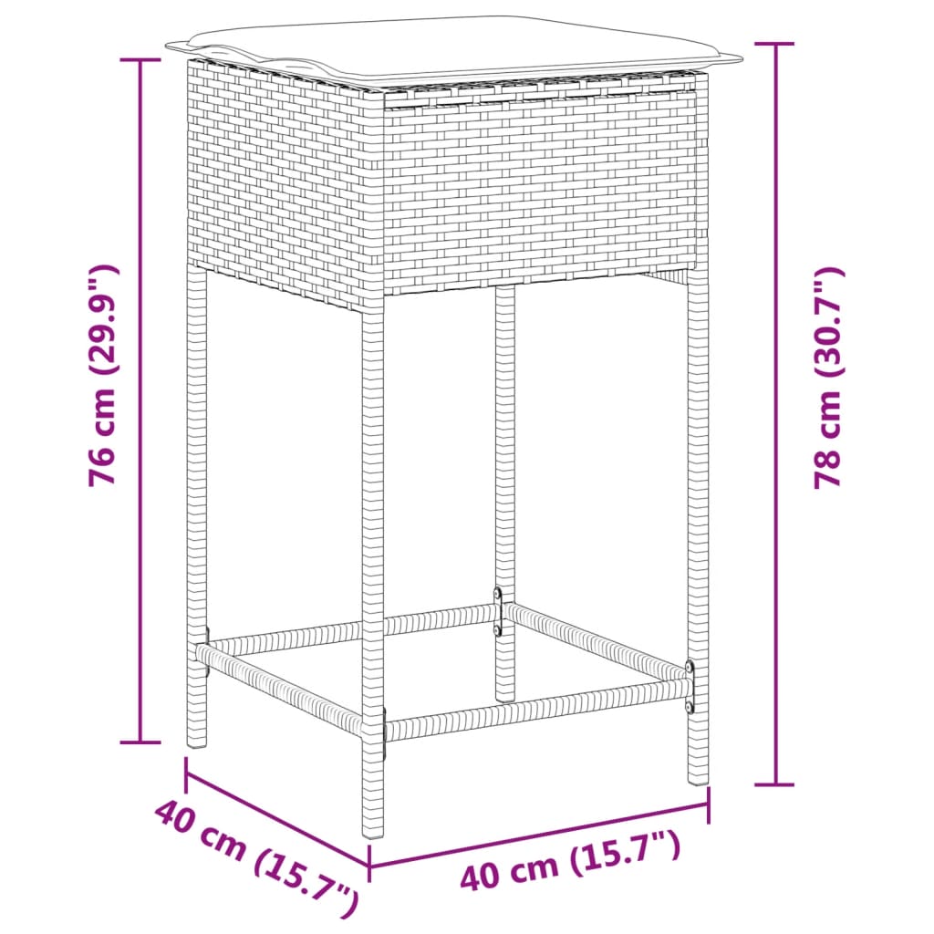 udendørs barstole med hynder 2 stk. polyrattan beige