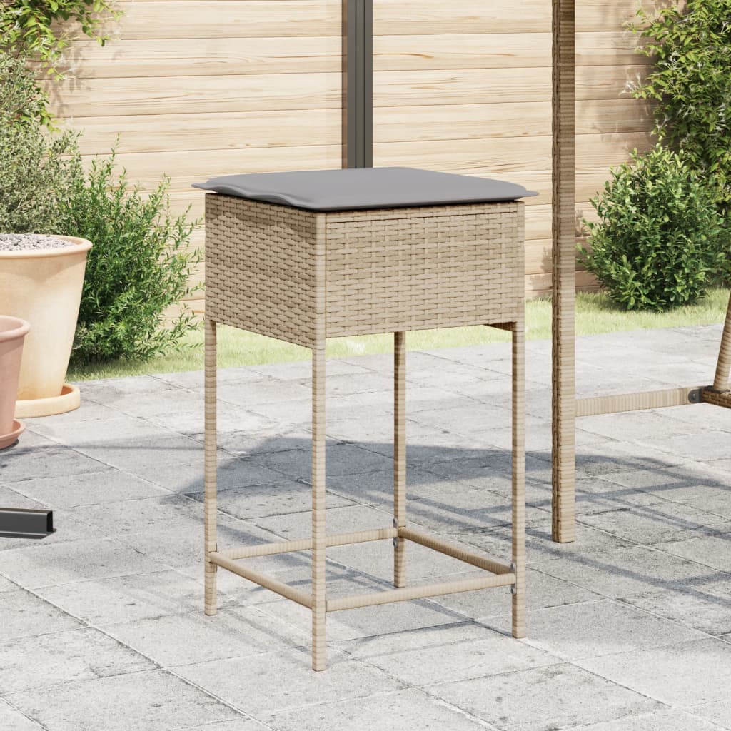 udendørs barstole med hynder 2 stk. polyrattan beige