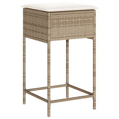 udendørs barstole med hynder 2 stk. polyrattan beige