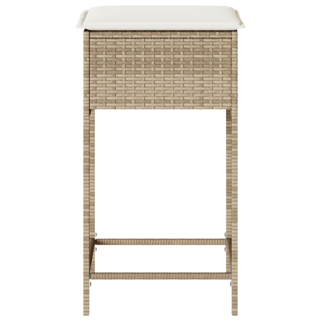 udendørs barstole med hynder 2 stk. polyrattan beige