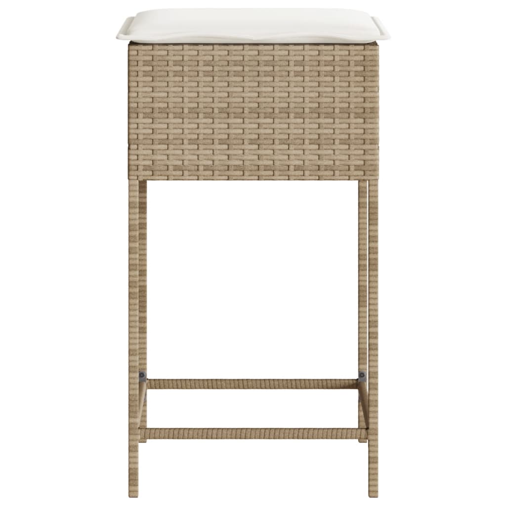 udendørs barstole med hynder 2 stk. polyrattan beige