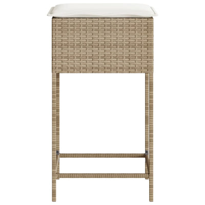 udendørs barstole med hynder 2 stk. polyrattan beige