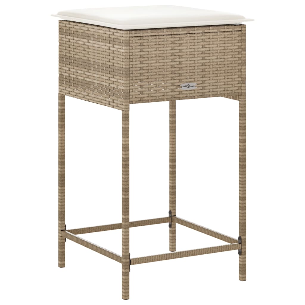 udendørs barstole med hynder 2 stk. polyrattan beige