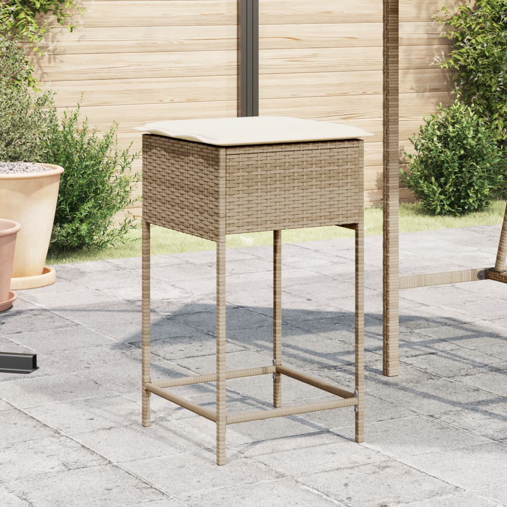 udendørs barstole med hynder 2 stk. polyrattan beige