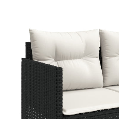 loungesofa med hynder polyrattan sort