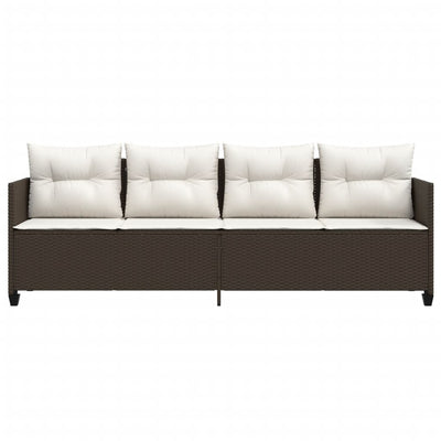 loungesofa med hynder polyrattan brun