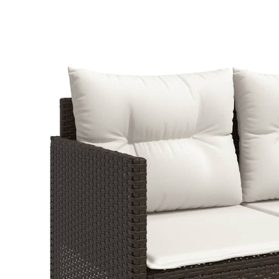 loungesofa med hynder polyrattan brun