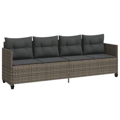 loungesofa med hynder polyrattan grå